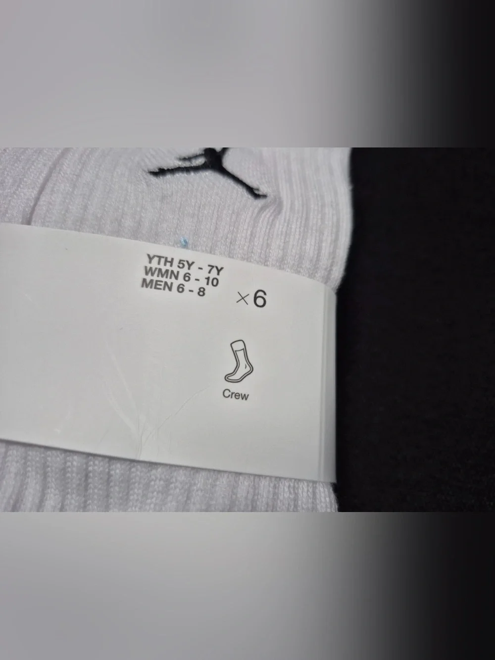 Nike Air Jordan White Crew Socks with Red and Black Logo - 6 Pack